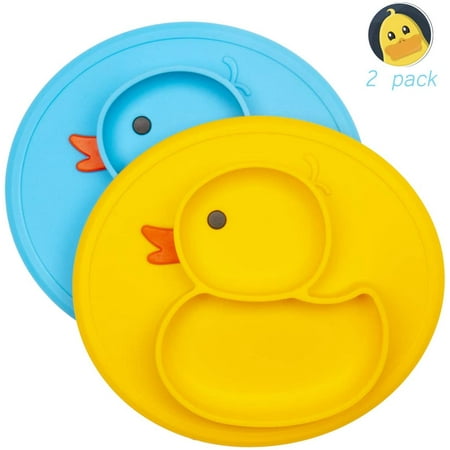 Silicone Divided Toddler Plates - Portable Non Slip Suction Plates for ...