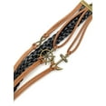 thumbnail image 3 of Vintage Bronze Ship Wheel Anchor Infinity Charms Black Brown Braided Leather Rope Bracelet, 3 of 4