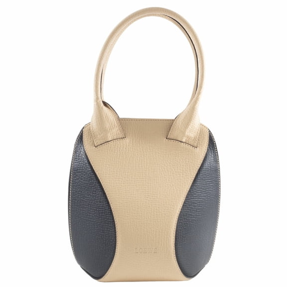 Pre-Owned LOEWE Handbag Leather Cream|Black Women's Two-Tone