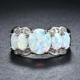 thumbnail image 3 of Minnieouse Anillo gran piedra ovalada moda encanto joyería dedo accesorios Iris piedra de nacimiento mujeres boda compromiso propuesta Accesorios de disfraces Blanco 7 # Minnieouse AP014923-03, 3 of 6