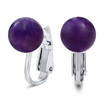 Bling Jewelry Womens Simple Gemstone Round Bead Clip-On Earrings Non-Piercing Sterling Silver 8MM