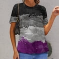 thumbnail image 6 of Grungy Purple Splash Art Womens Tops Women's Fashion Casual Short Sleeve Flower Print Round Neck Pullover Top Blouse, 6 of 6