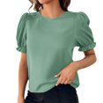 thumbnail image 1 of Cathalem Womens Oversized T Shirts Summer Ruffle Plain Round Neck Loose Fit Tee Blouse Tops,Mint Green XXL, 1 of 5