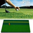 thumbnail image 3 of 1pc Golf Practice Mat with Two-Color Reverse Grass Design (Green/Grass Green) & White/Yellow Alignment Lines - Durable PP Materi Yellow, 3 of 5
