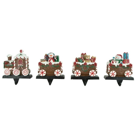 Set of 4 Gingerbread Train Christmas Stocking Holders 4.75"