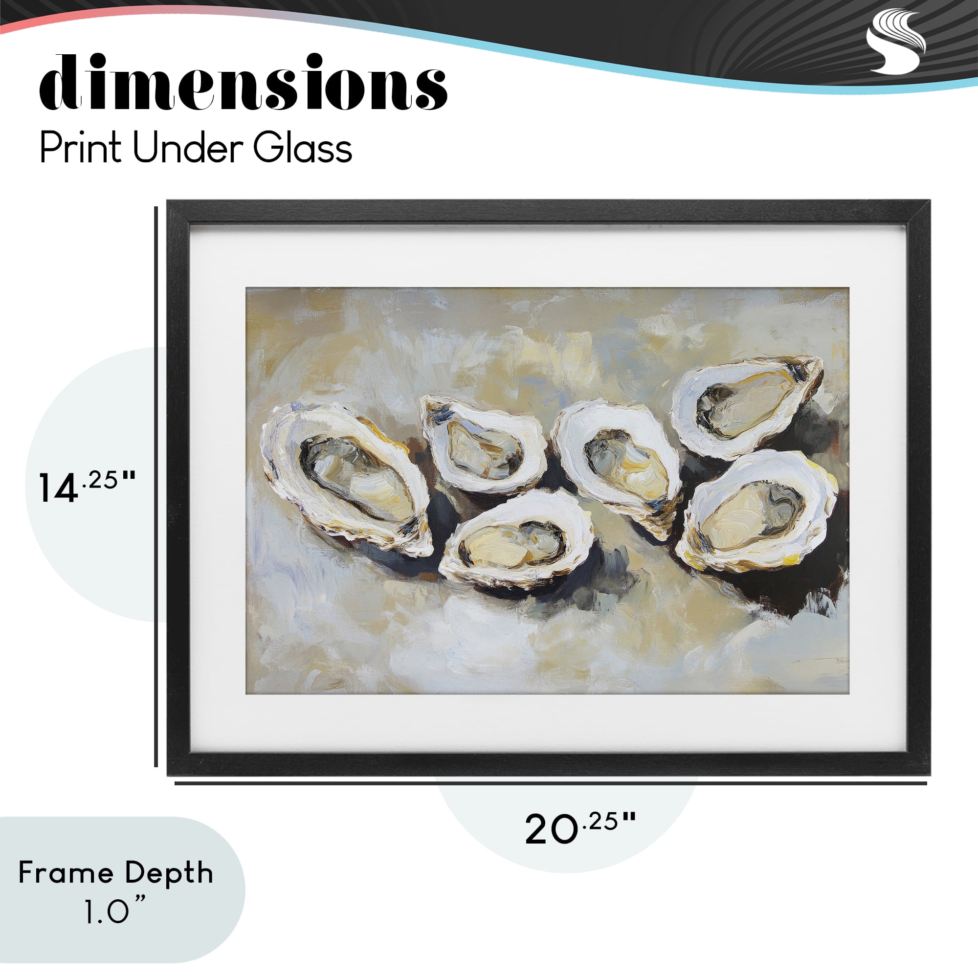 Stupell Industries Line of Oysters in Neutrals Black Framed Print Under Glass, design by Sisi and Seb
