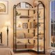 thumbnail image 5 of 5 niveles esquina estante arched metal frame - an industrial forma l estante libros combining wood y metal abiertos almacenamiento, great living rooms, bedrooms, kitchens, y home offices (blan..., 5 of 7
