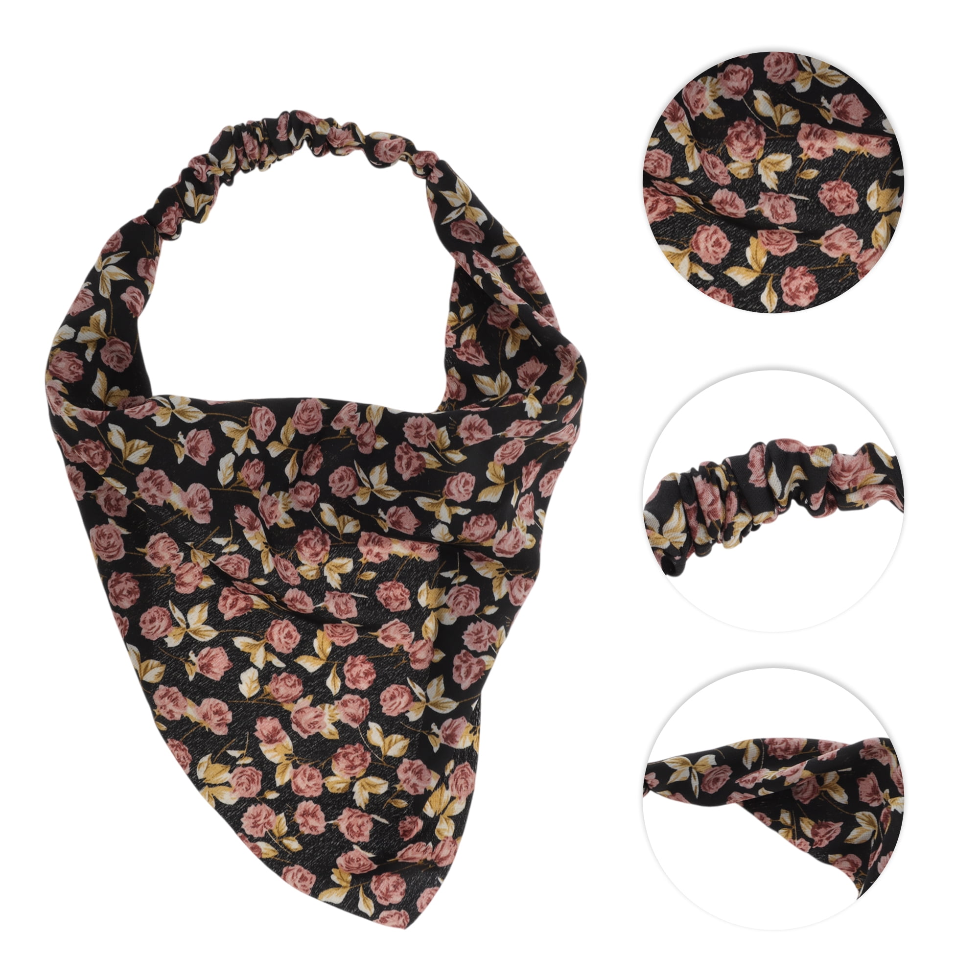 Unique Bargains 1pc Fashion Rose Headwrap for Stylish Hair Accessories Black