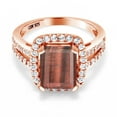 thumbnail image 2 of Gem Stone King 3.62 Ct Emerald Cut Red Tiger Eye 18K Rose Gold Plated Silver Ring (Size 7), 2 of 4