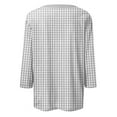 thumbnail image 5 of Wiyuqeen 3/4 Length Sleeve Womens Tops Crew Neck Plaid Shirts Casual Color Block T Shirts Plus Size Summer Loose Tees Womens Gifts, 5 of 5