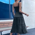 thumbnail image 4 of gljltg Sundress Dresses for Women Summer Sleeveless Square Neck Midi Dress Beach Holiday Loose Solid Color Casual Dresses Flowy Swing Pleated Suspender Dress, 4 of 7