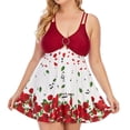 thumbnail image 1 of Traje de baño dividido con estampado floral de talla grande para mujer Bikini Ropa de playa Traje de baño Falda Fridja  nalpqowj22397, 1 of 8
