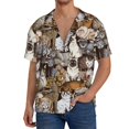 thumbnail image 3 of Vsdgher Cut Cats Print Men's Wrinkle Free Untucked Cuban Shirt Business Casual Button Down Shirts Short Sleeve Shirt, 3 of 7