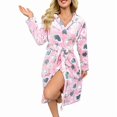 thumbnail image 4 of Womens Iniber Plush Robes, Womens Robe Long, Fuzzy Soft Warm Fleece Hooded Bathrobe Pink Heart XL, 4 of 9