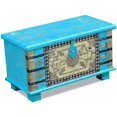thumbnail image 3 of vidaXL Solid Mango Wood Storage Chest Box Trunk Living Room Decor Red/Blue, 3 of 18