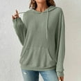 thumbnail image 6 of Ribbed Knit Sweater Hoodie 2025 Long Sleeve Plain Basic Hoodies with Pockets Hooded Sweatshirt Hoodie Women Pullover, 6 of 8