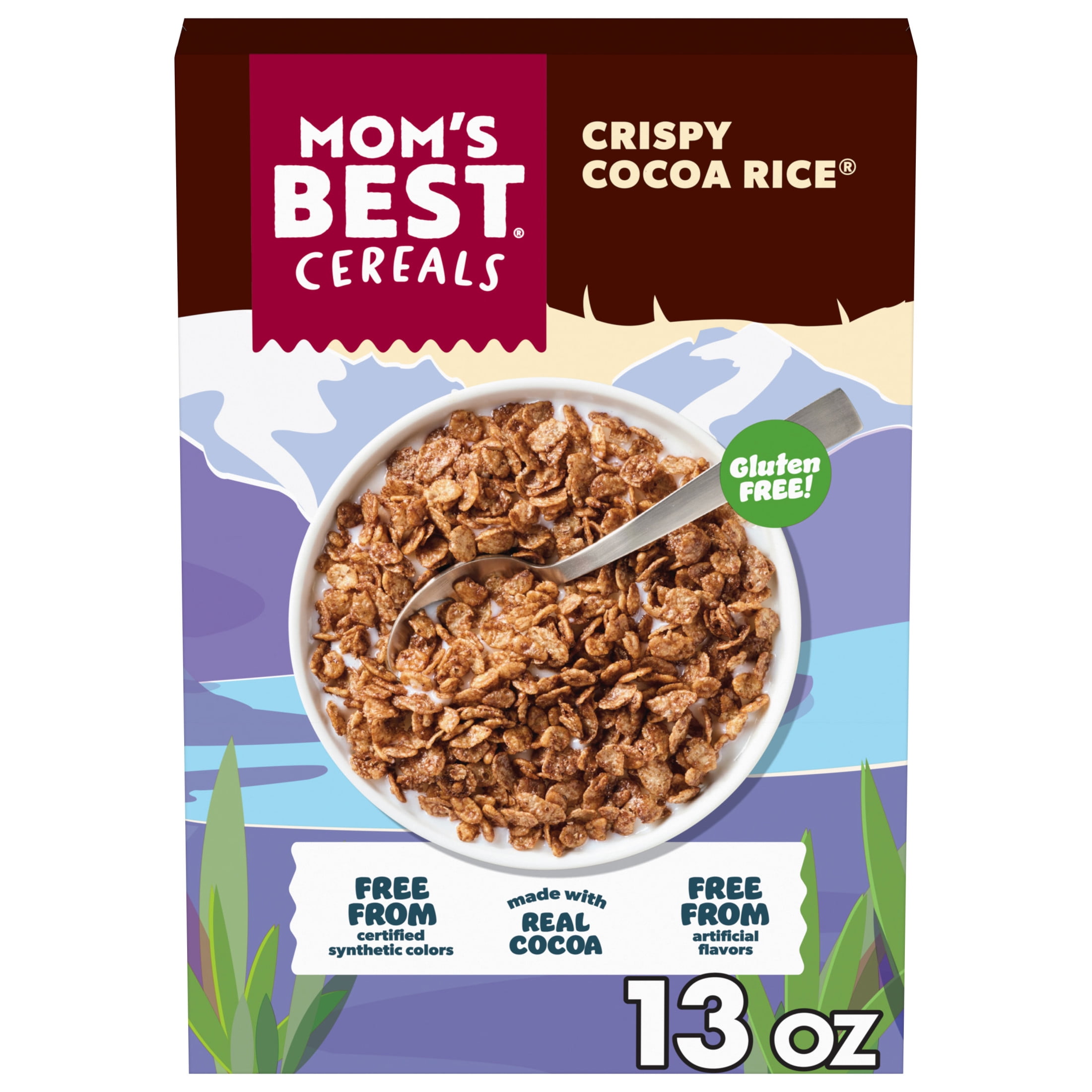 (2 pack) Mom's Best Crispy Cocoa Rice Cereal, Cocoa Cereal, 13 OZ Box