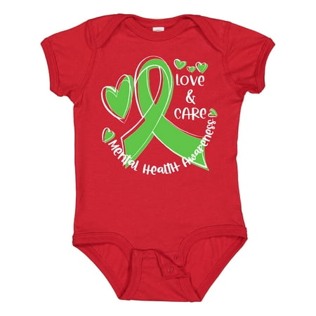 

Inktastic Love and Care Mental Health Awareness Green Ribbon Boys or Girls Baby Bodysuit