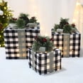 thumbnail image 4 of PENGXIANG 3Pcs/Set Christmas Gift Box Decoration Red Black White Plaid Ribbon Bowknot Pine Cone Needle  Tree Holiday Present Box Ornament Kit, 4 of 10