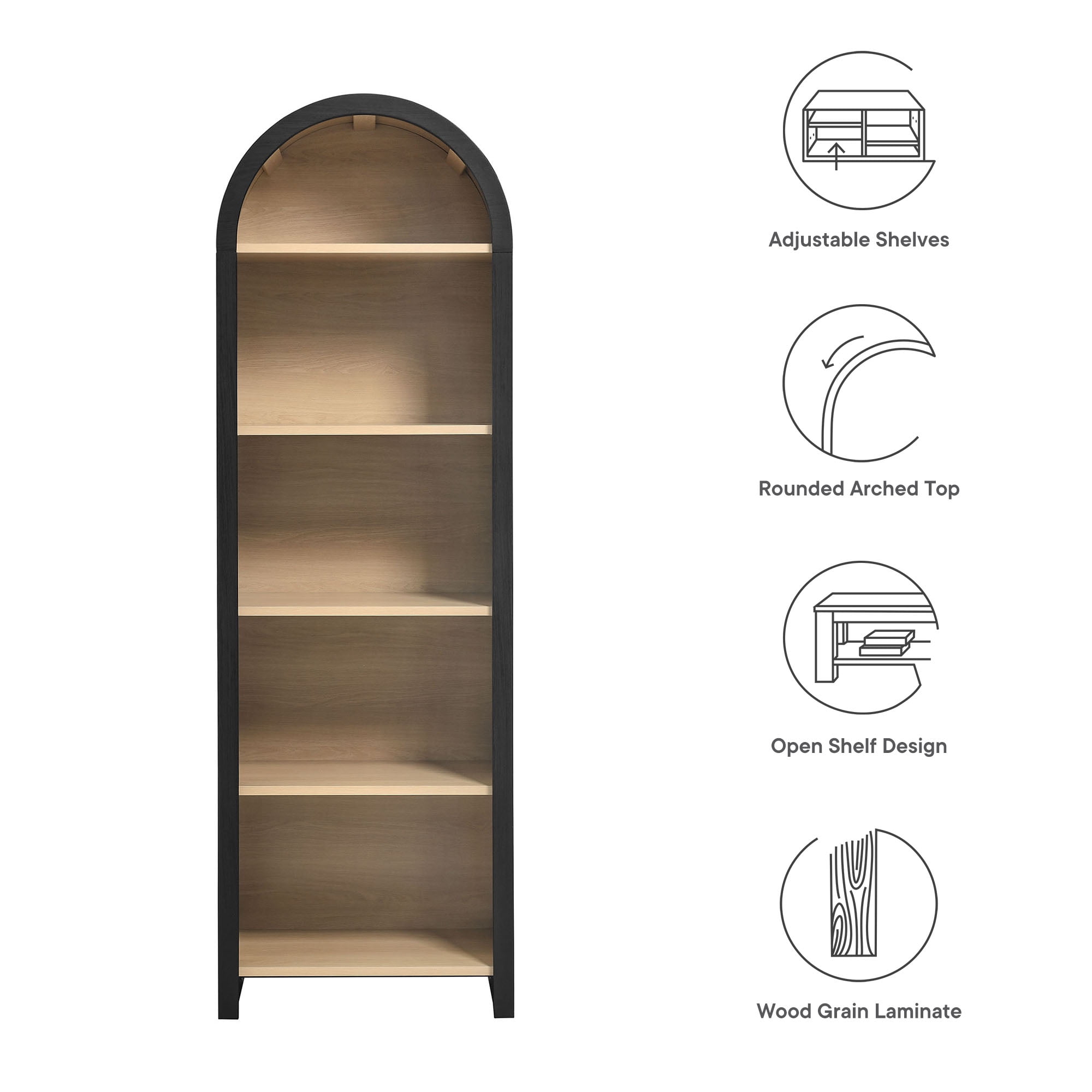 Evie Bookcase Display Cabinet in Black