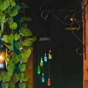 QiShi Color-Changing Solar Powered Lanterns Wind Chime Wind Moblie LED Light, Spiral Spinner Windchime Portable Outdoor Chime for Patio, Deck, Yard, Garden, Home