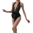 thumbnail image 2 of uublik Womens Sleep Jumpsuit Valentine's Day Bodysuit V Neck Sleepwear Lounge Nightgown Black, 2 of 6