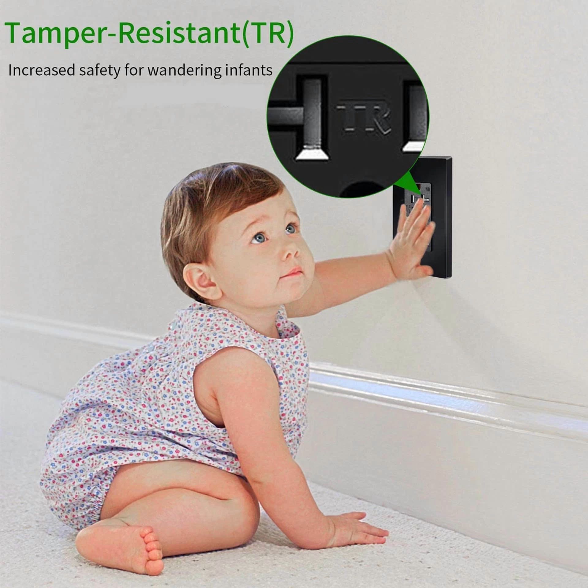 FLINT - Gfci Outlet 20Amp Tamper Resistant Weather Resistant Receptacle With Plate Black