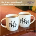 thumbnail image 5 of Triple Gifffted Mr and Mrs Coffee Mugs Couples Gifts Ideas for Christmas Wedding Anniversary Engagement Valentines His Hers Present,husband Wife Him Her Men Women Bride Groom Newlyweds, Ceramic 380ml, 5 of 8