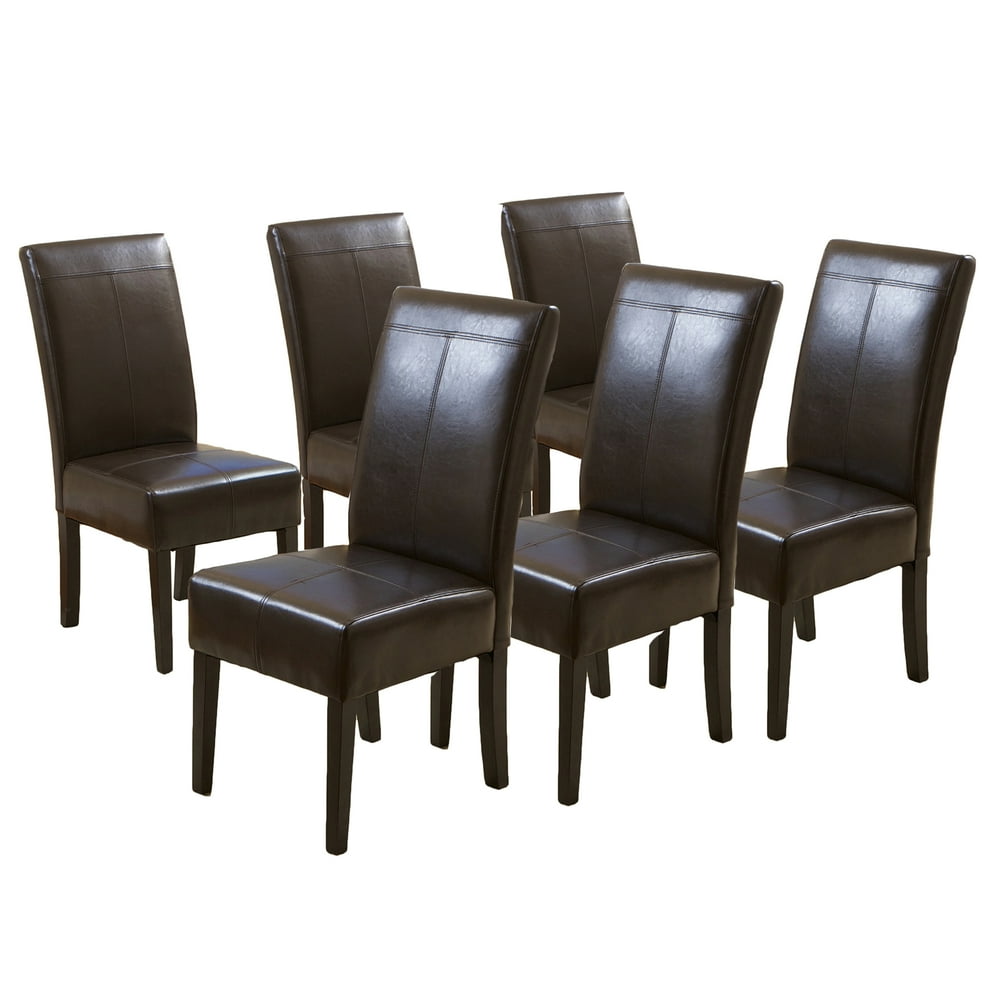 Noble House Franklin T-stitch Chocolate Brown Leather Dining Chairs ...