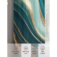 thumbnail image 6 of Teal Marble Sheer Curtains 96 Inch Length 2 Panels Set, Modern Abstract Gold Fluid Art Voile Window Treatment Semi Sheer Long Curtains Drapes for Bedroom/Living Room/Kitchen 52"x96"x2, 6 of 7