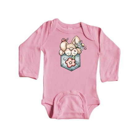 

Inktastic Jean Pocket Bunny Rabbit Gift Baby Boy Long Sleeve Bodysuit
