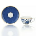 thumbnail image 4 of STP GOODS Melodie de Fleurs Porcelain Cup and Saucer Set of 4 pcs 11.83 fl oz (350 ml) Service for 4 Kitchen Teacups Floral Tea Cups Tea Cup with Matching Saucer, Blue and White, 4 of 9