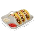 thumbnail image 3 of Silicone Taco Holder Tray with 3 Slots and 2 Dip Compartments Reusable Food Serving Plate for Tacos Hot Dogs Sandwiches, 3 of 7