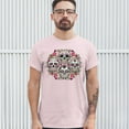 thumbnail image 3 of Tee Hunt Day of The Dead Floral Sugar Skulls T-Shirt Dia de Los Muertos Men's Tee, Light Pink, Large, 3 of 5