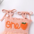 thumbnail image 6 of FYMNSI Baby Girl 1st Birthday Outfit One Year Old Spaghetti Straps Tulle Romper Summer Sleeveless Tutu Dresses with Headband 6-12 Months Peach, 6 of 10