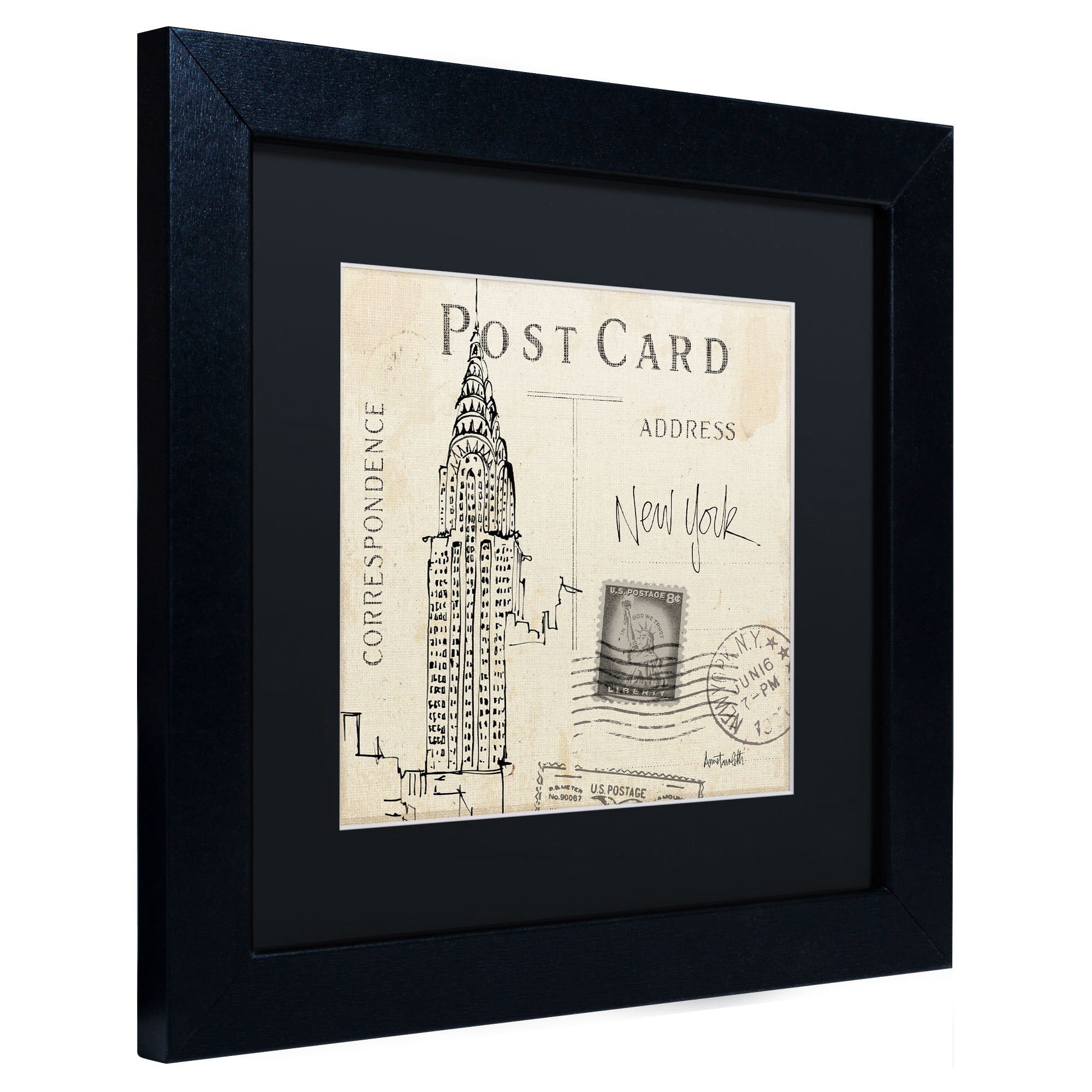 Trademark Fine Art "Postcard Sketches I" Canvas Art by Anne Tavoletti, Black Matte, Black Frame