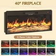 thumbnail image 6 of Blotout 86" Fireplace TV Stand for TVs Up to 95" with 40" Electric Fireplace, Mid-Century Entertainment Center with Power Outlet & Sliding Doors, Curved Reeded Media Console Cabinet, Oak, 6 of 12