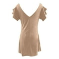 thumbnail image 5 of Sngxgn Women's Short Sleeve Lace Dress Crew Neck Knee Length for Party(Beige,M), 5 of 5