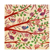 Trademark Fine Art 'Birds on Branches Red' Canvas Art by Kim Conway