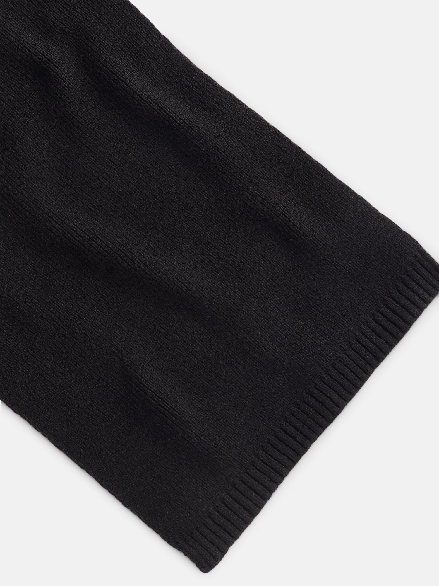 Scenario Women's Knit Oblong Scarf with Ribbed Trim, Black Soot
