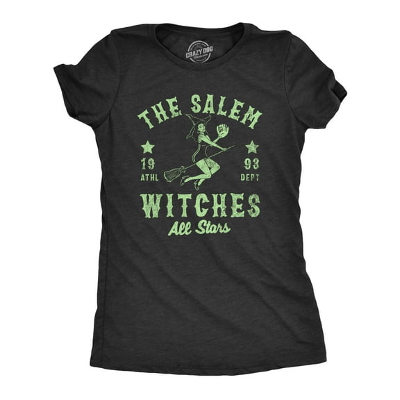 Womens The Salem Witch All Stars T Shirt Funny Halloween Witches Baseball Team Tee for Ladies Womens Graphic Tees