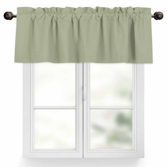 Sage Green Valances for Windows, 60 x 18in, Solid Color Rod Pocket Kitchen Valance Curtain Light Filtering Window Treatments for Living Room Bedroom, 1 Panel