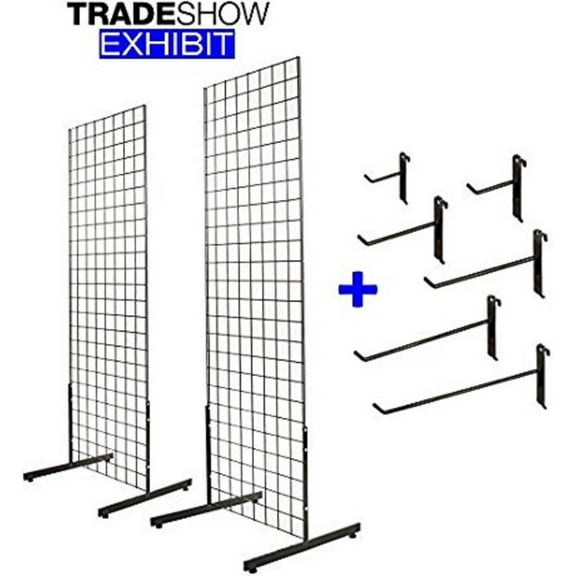 2' x 6' Gridwall Tower with T-Base Floorstanding Display Kit Hooks