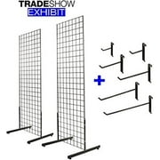 2' x 6' Gridwall Tower with T-Base Floorstanding Display Kit+Hooks