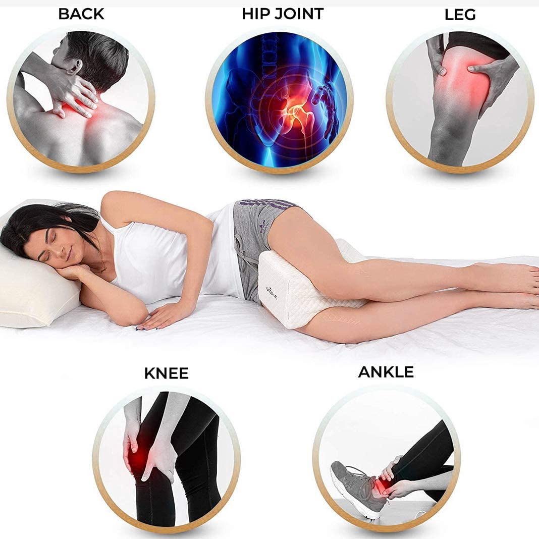 Coussin Genoux Orthopédique Pour Dormir Sur Le Côté - Mousse Mémoire - Housse Amovible - Soulage Hanches/Jambes