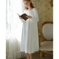 thumbnail image 3 of Defitshape Women's Cotton Victorian Nightgown Vintage Long Sleeve Sleep Dress Soft Old Fashioned Billowy Cute Lightweight Long Pj Shirt White Small, 3 of 5