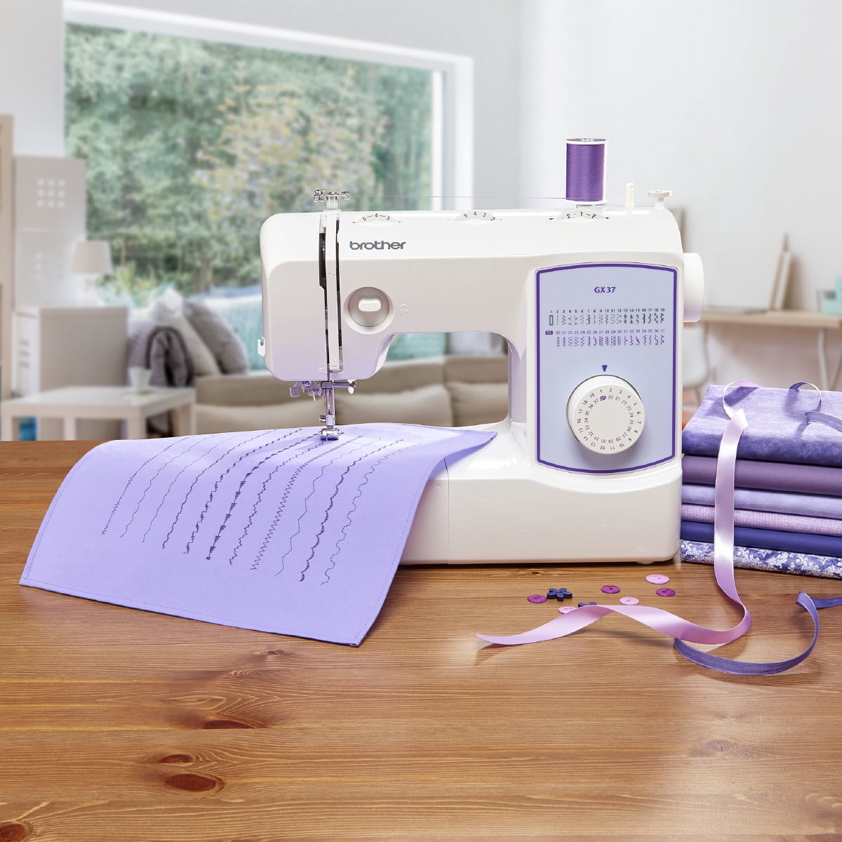 Brother GX37 Sewing Machine, 37 Built-in Stitches, 6 Included Sewing Feet, and SA520 Water Soluble Stabilizer