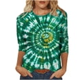 thumbnail image 2 of Novelty T-Shirt for Women Tie Dye Radial Pattern Crewneck 3/4 Sleeve Loose Fit Casual Everyday Clothes Soft Stretch Fashion Graphic Top, 2 of 6