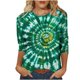 thumbnail image 1 of Camiseta con Suéter de Impresión Del Día de San Patricio 3/4 Manga Cuello Redondo Camisetas Casuales de Ajuste Suelto de las Mujeres para la Fiesta, 1 of 6