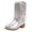 Silver, variant on Girls Cowboy Boots Glitter Fringe Low Heel Mid Calf Western Sequin Party Boots Size 4
